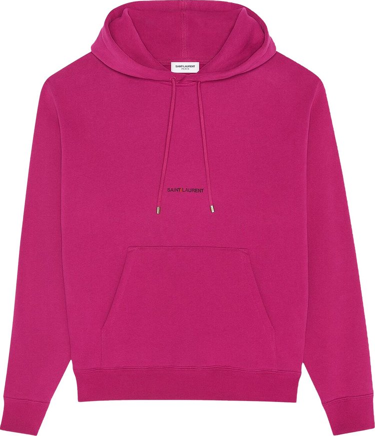 Толстовка Saint Laurent Logo Hooded Sweatshirt 'Fuchsia/Noir', розовый - фото