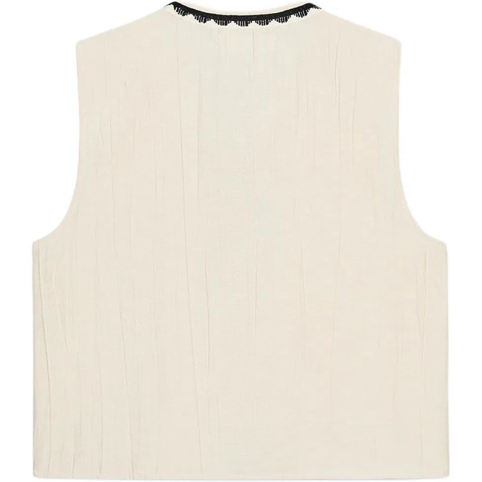 Женский топ без рукавов белый с круглым вырезом ZARA, Raw White — фото 3