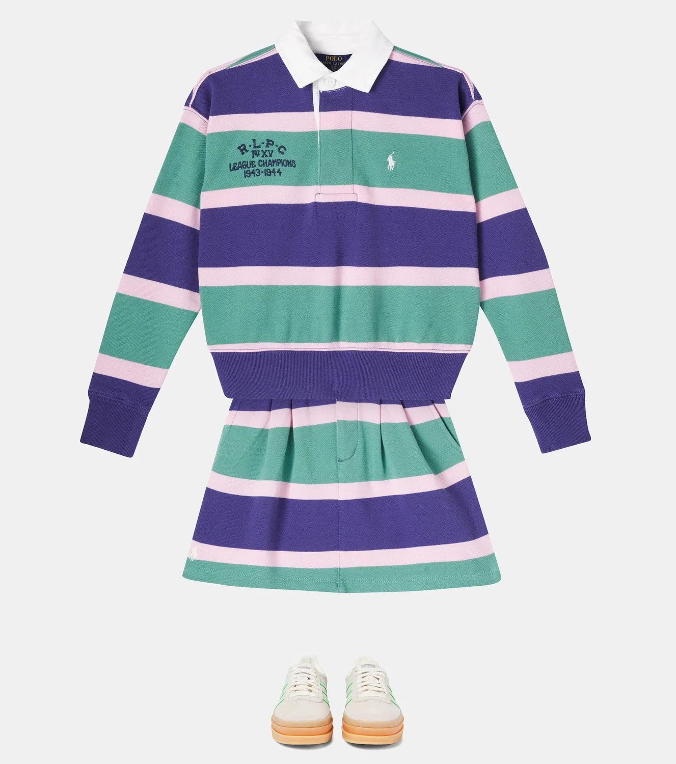 Рубашка-поло в полоску с длинным рукавом Polo Ralph Lauren Kids, мультиколор — фото 2