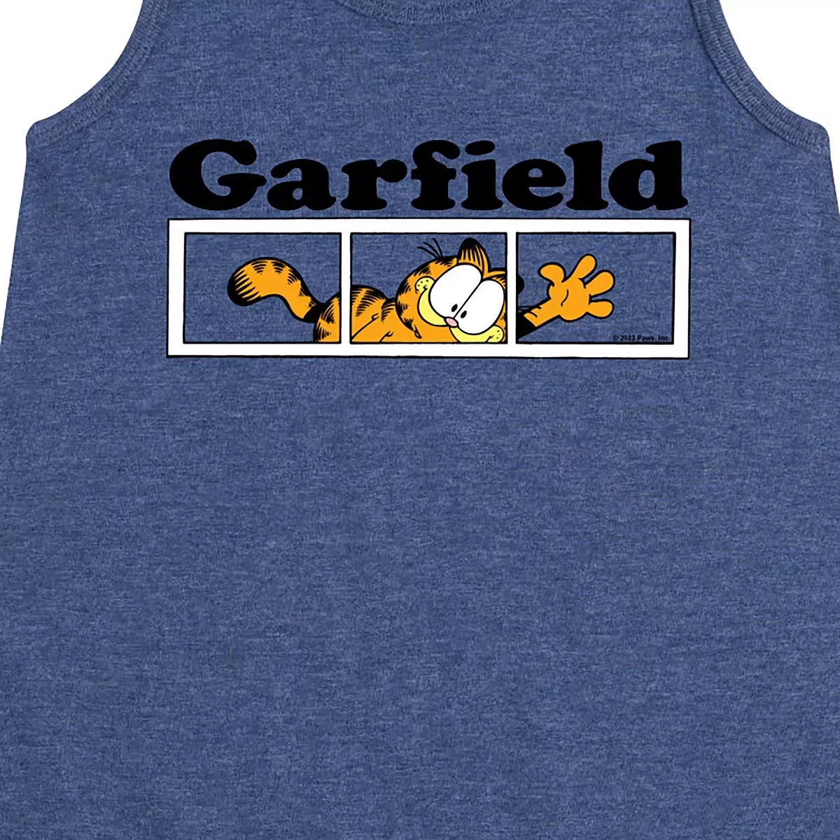 Детское платье-трапеция без рукавов с принтом Garfield Panel Logo Garfield, Heather Navy — фото 2