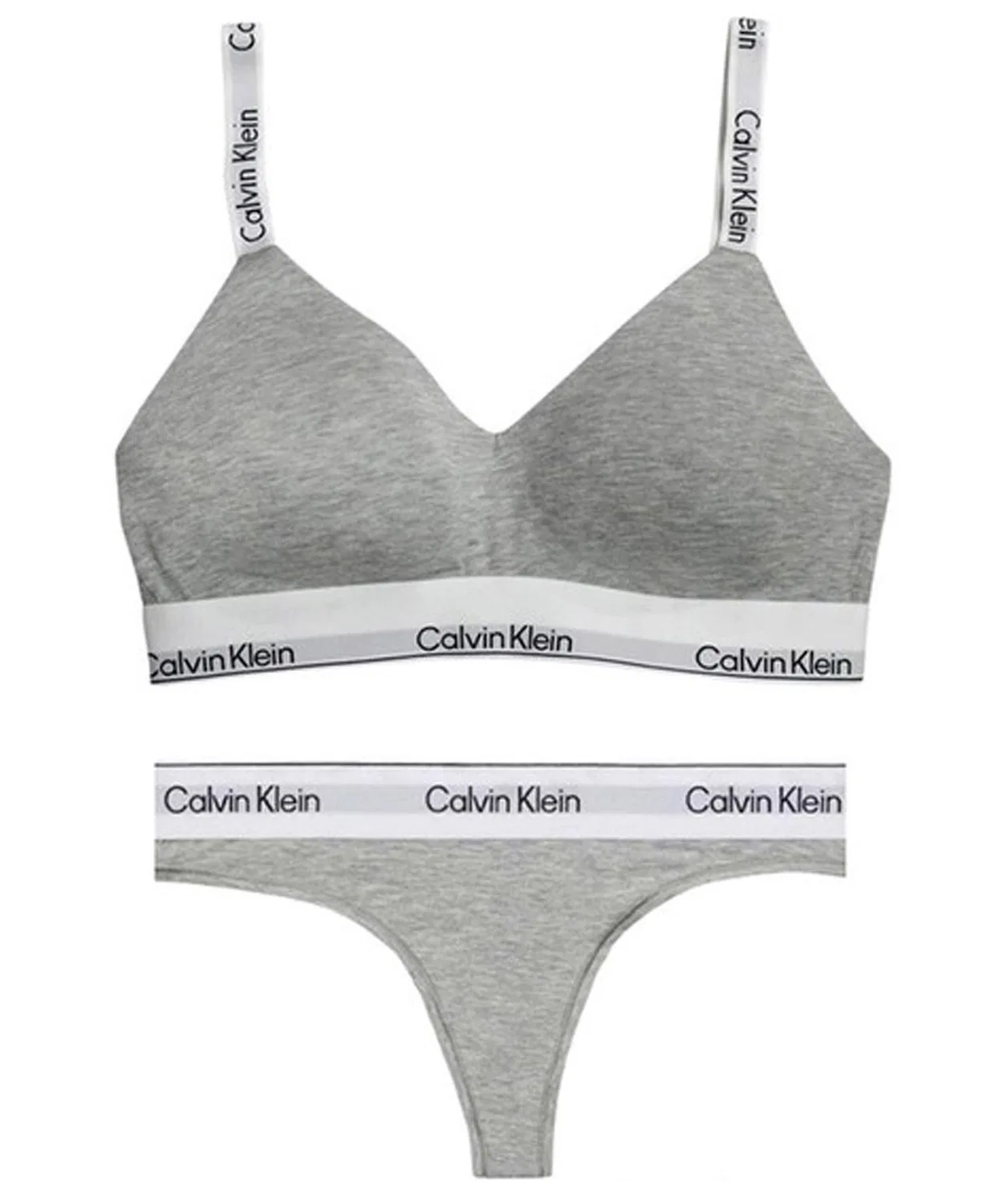Женский комплект бюстгальтера и трусов-слипов с T-образной спинкой Calvin Klein, Heather Grey