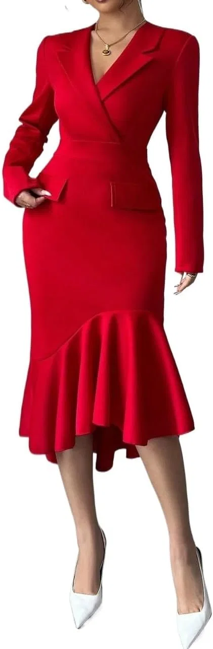Женское облегающее платье миди с запахом Fitted, Red