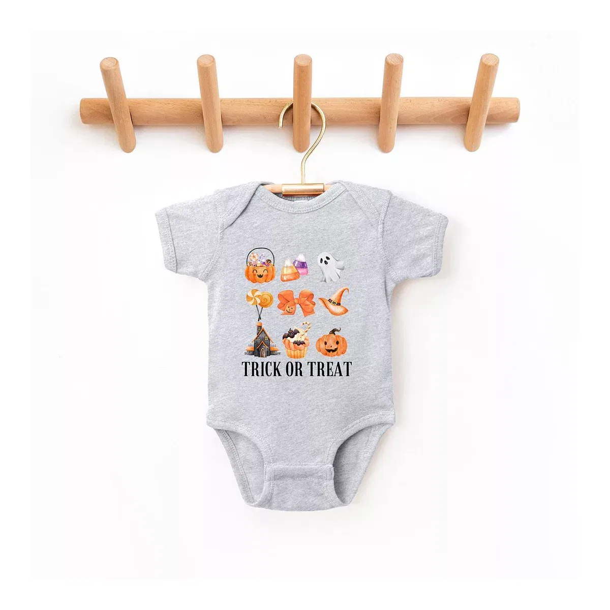 Детский боди-комбинезон с коротким рукавом Trick Or Treat Chart The Juniper Shop, Heather Grey