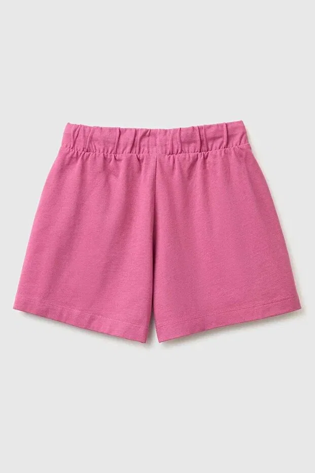 Детские шорты для девочек с принтом Logo Embroidery Detail United Colors Of Benetton, Dried Rose — фото 2