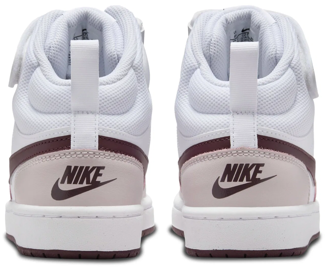 Кроссовки для мальчиков Court Borough Mid 2 Nike, цвет White/Burgundy Crush/Platinum Violet — фото 3