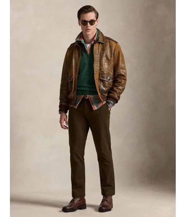 Мужские прямые чиносы с хлопком и эластаном Polo Ralph Lauren, Verde Oliva — фото 2
