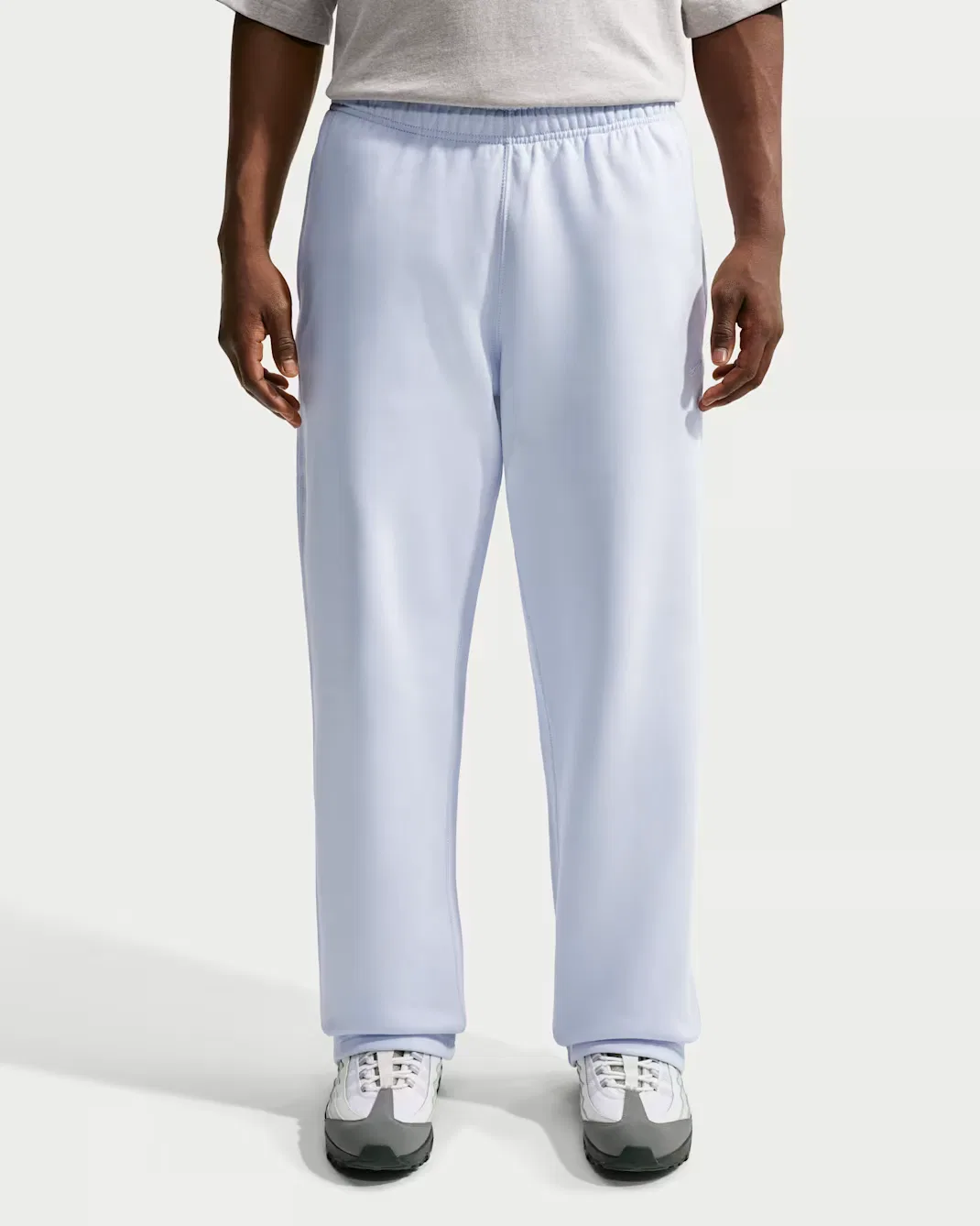 Мужские флисовые брюки с открытым низом Nike Solo Swoosh, Football Grey/Football Grey/White — фото 2