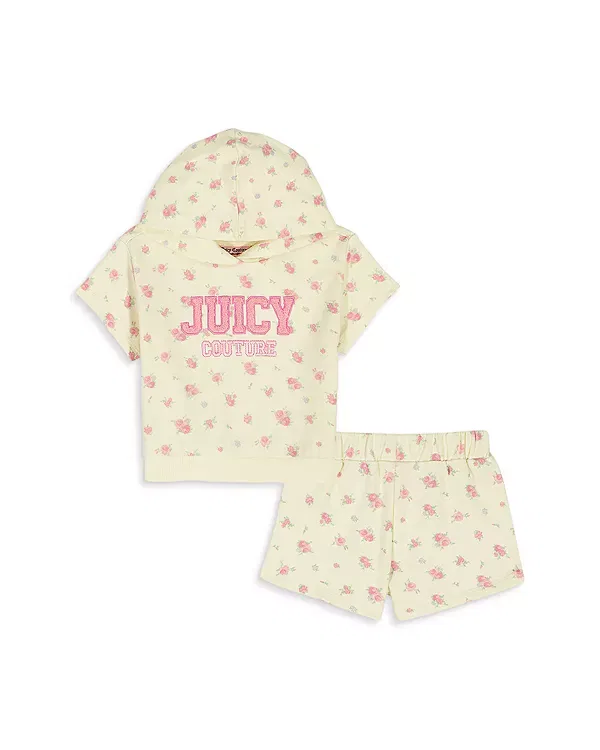 Детский комплект для девочек из футера с капюшоном Juicy Couture, Soft Yellow