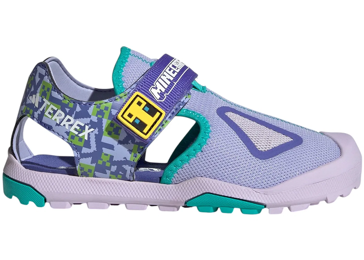 Детские сандалии с принтом Minecraft Adidas Terrex Captain Toey 2.0, Violet Tone Semi Cobalt Blue Mint Rush