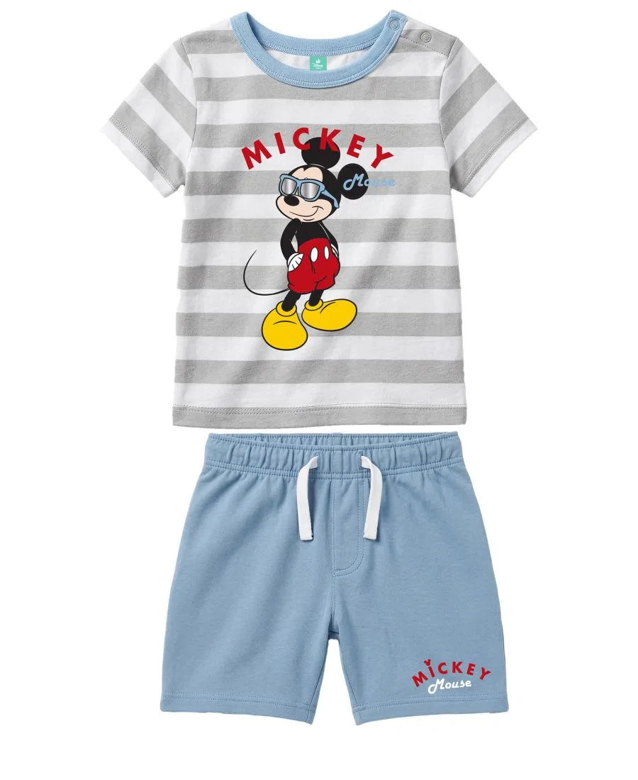 Комплект из футболки и шорт с принтом Микки Мауса Disney, Blue/Gray — фото 2