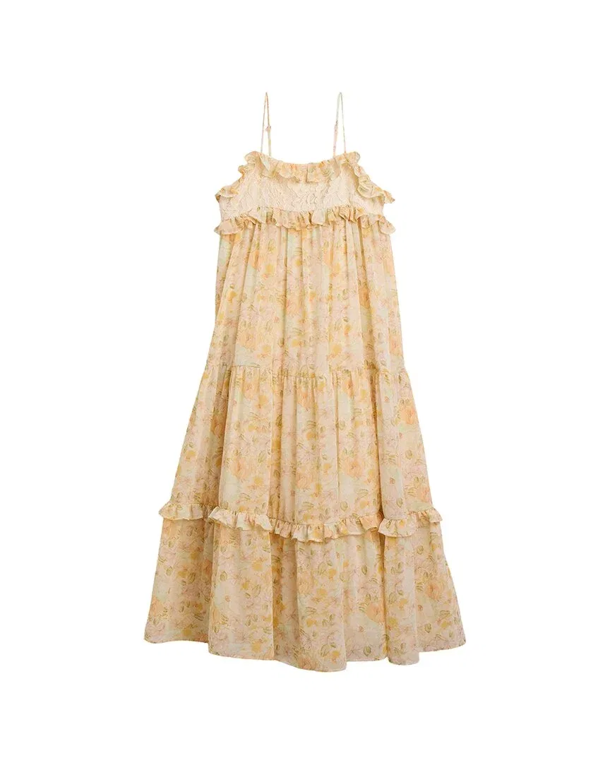 Детское платье для девочек с цветочным принтом Anna Floral Chiffon Bardot, желтый