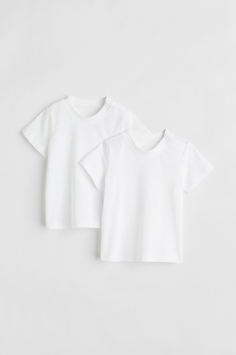 

Хлопковая футболка, 2 шт. H&M, белый