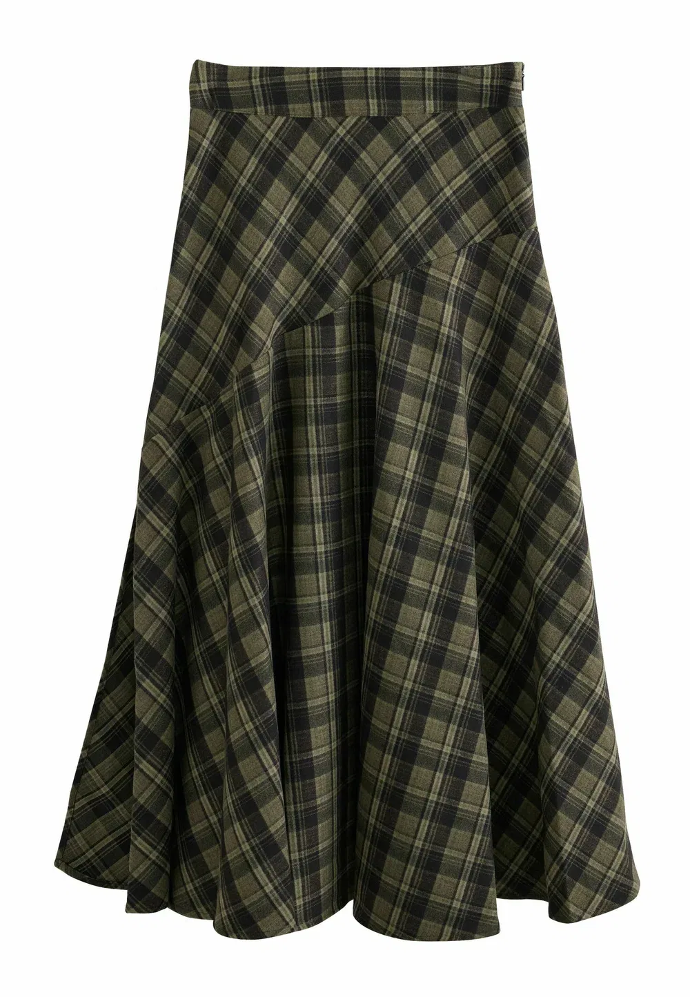 Длинная юбка с заниженной талией и начесом - макси-юбка Next, Green Black Check