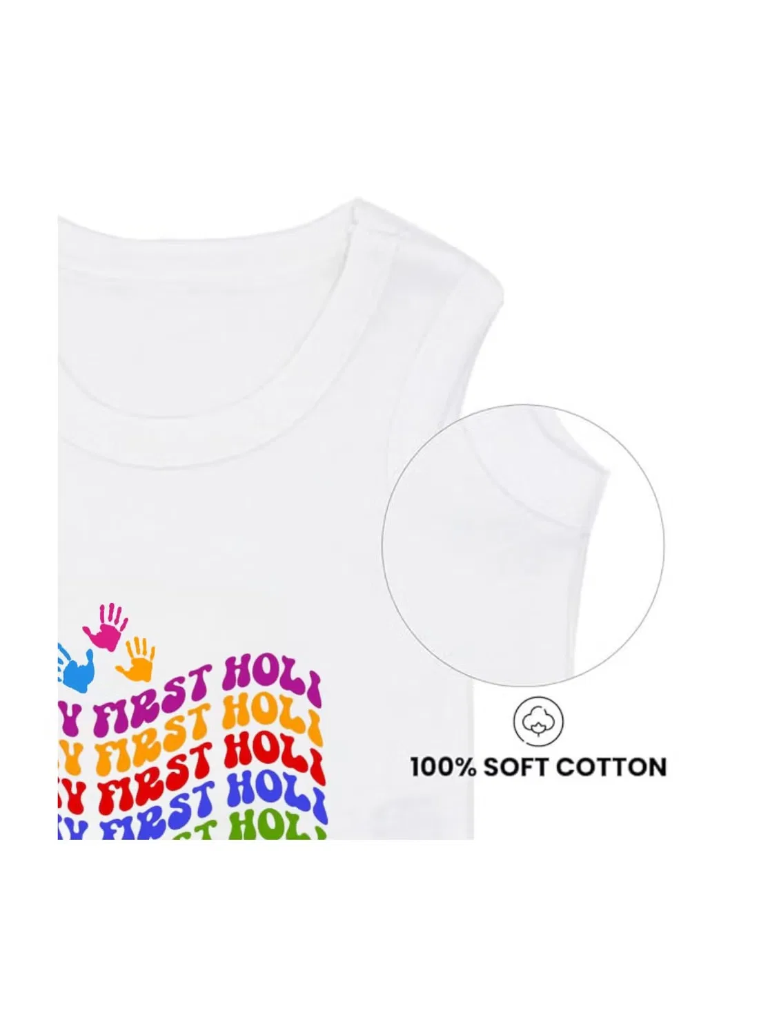 Боди-комбинезон без рукавов из хлопка Holi Festival Printshop4Me, белый — фото 4