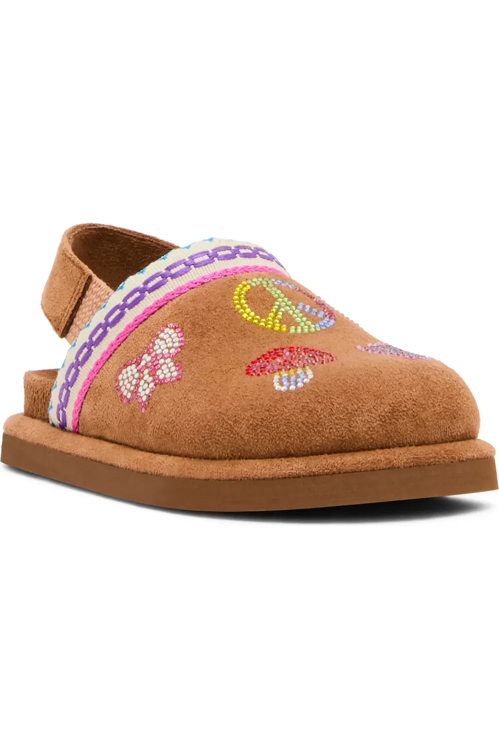 Сабо детские с кристаллами и вышивкой Tchip Steve Madden, Cognac Multi