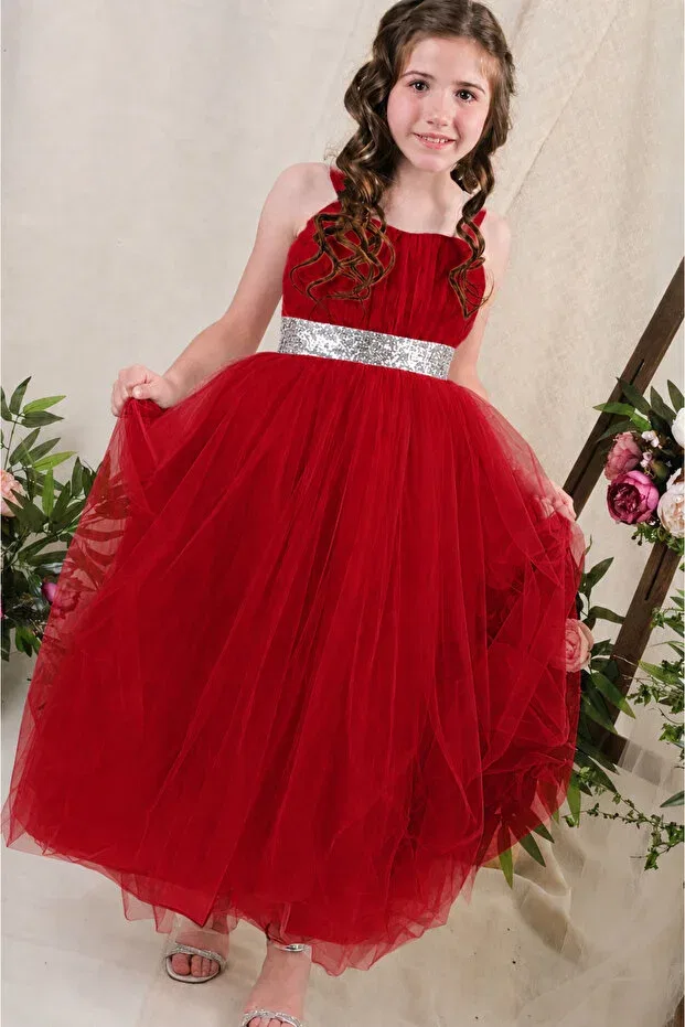 Детское платье для девочек с длинным рукавом Miss Rona Kids, Red