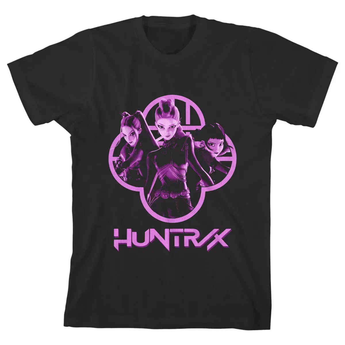 Детская футболка с принтом HuntrX KPop Demon Hunters, Черный