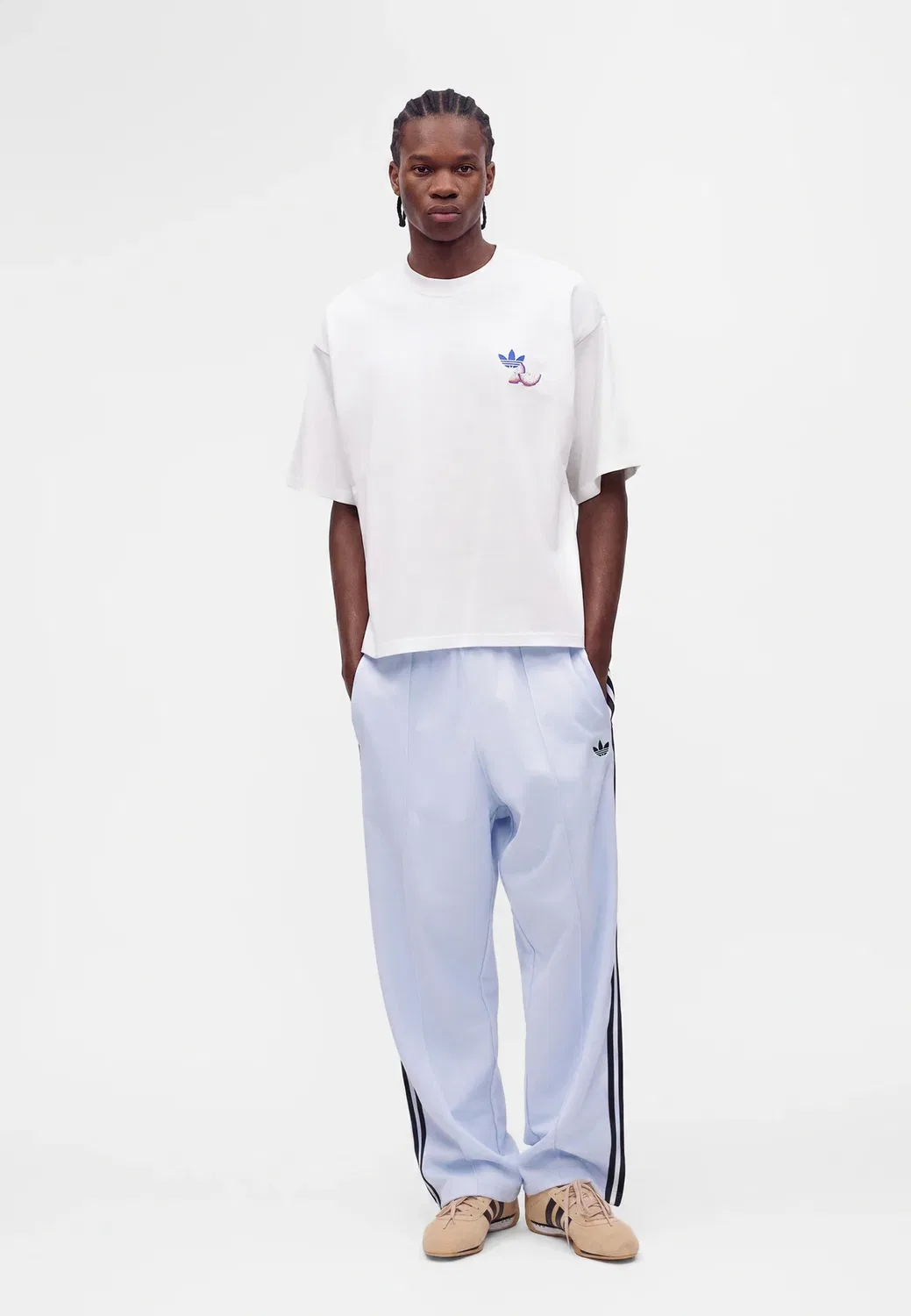 Новая футболка унисекс с полосатым принтом - футболка с принтом Adidas Originals, White — фото 2