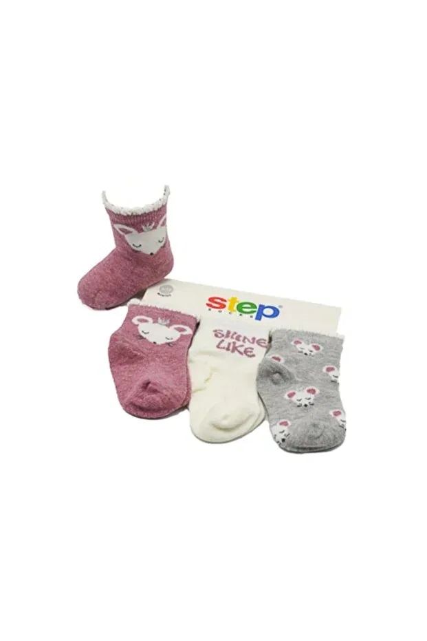 Детские носки для новорожденных хлопковые Crowned mouse socket baby socks Step, Gray