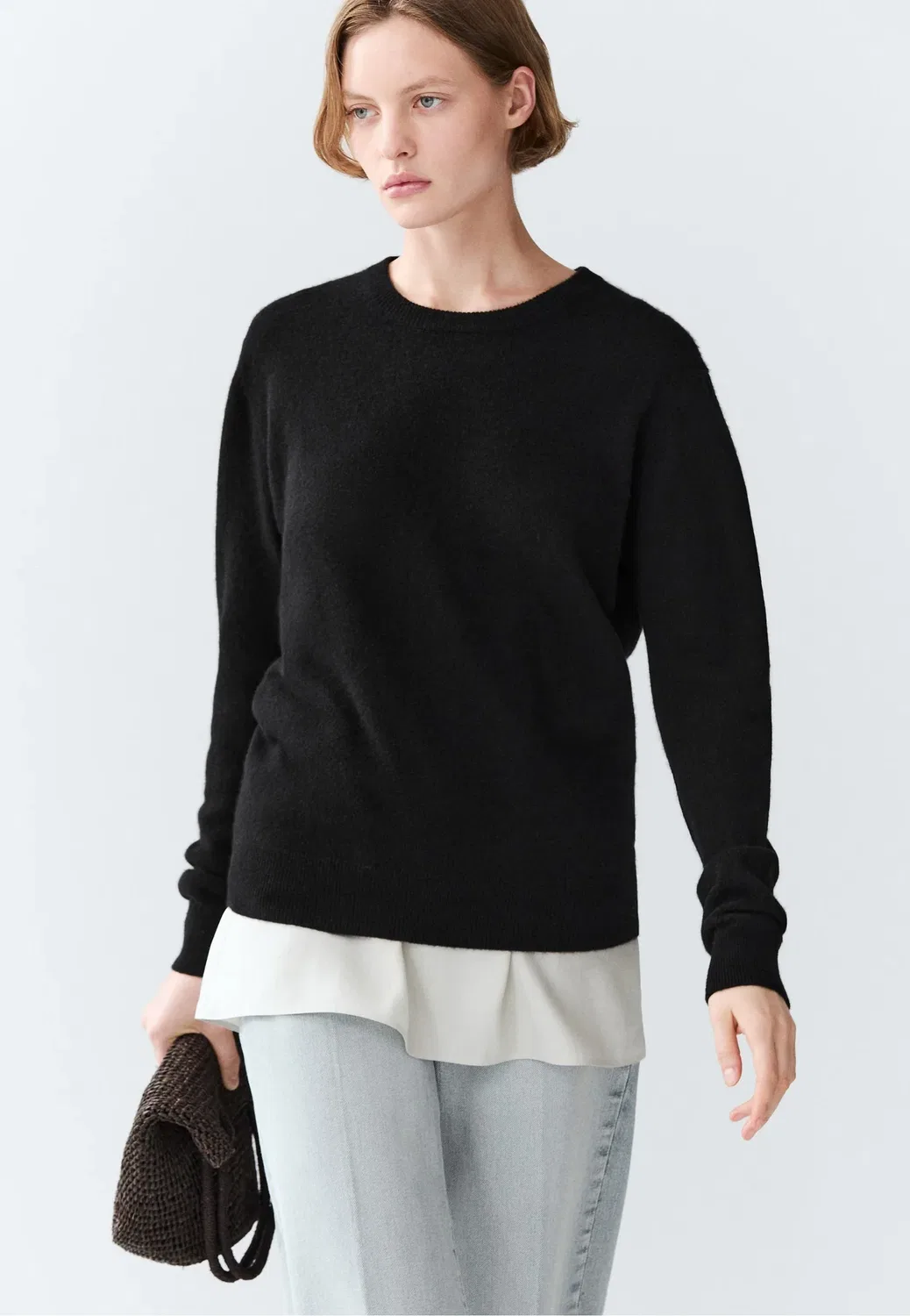 Свитер с длинными рукавами из 100% кашемира Massimo Dutti, Black