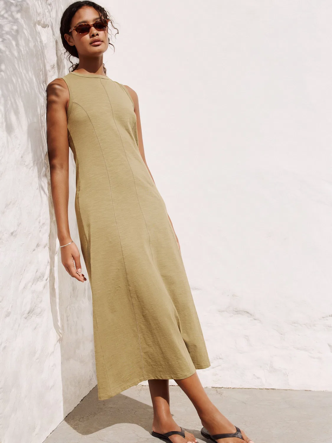 Платье макси из хлопка, Khaki Green Next