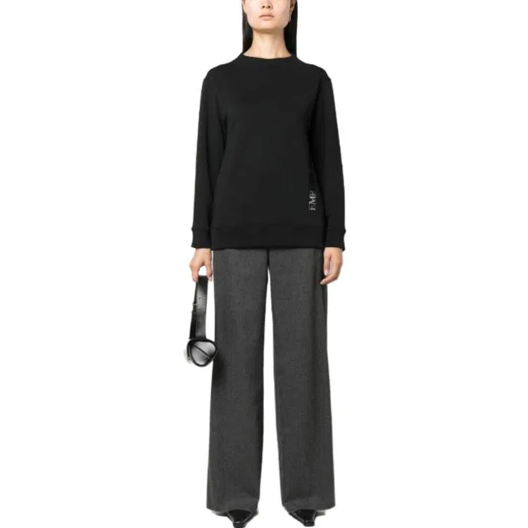 Женский свитшот с имитацией ворота с логотипом Emporio Armani, Black — фото 3