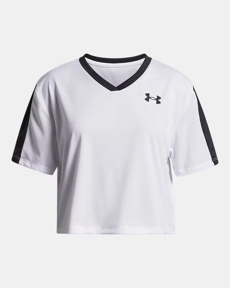 Футболка для девочек с V-образным вырезом UA Tech Boxy UnderArmour, White/Black