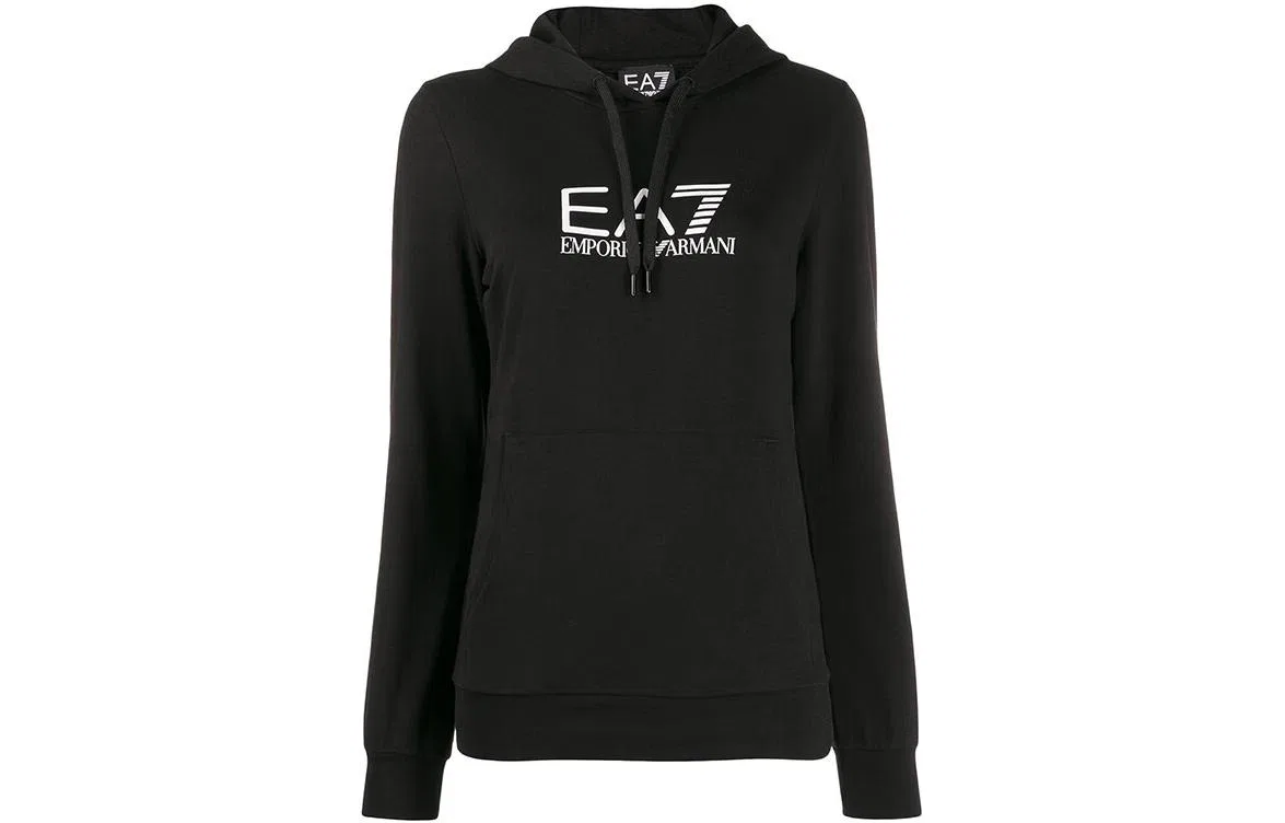 Женский худи с принтом EMPORIO ARMANI, Black