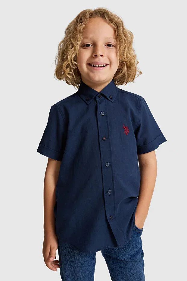 Детская рубашка для мальчиков с коротким рукавом U.S. Polo Assn., Navy Blue
