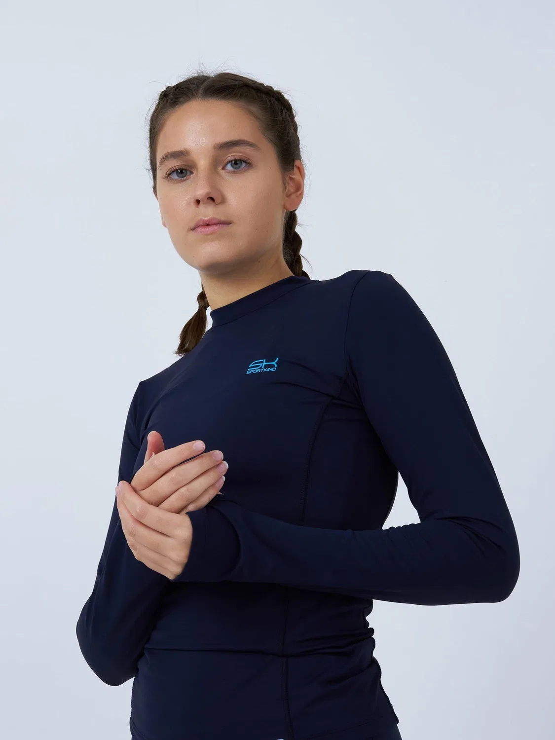 Спортивная рубашка Sportkind Performance Shirt Рубашка с высоким воротником и длинными рукавами, темно-синего цвета — фото 2
