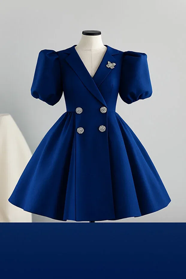 Детское платье для девочек с принтом Umay Model Musgem, Navy Blue — фото 2