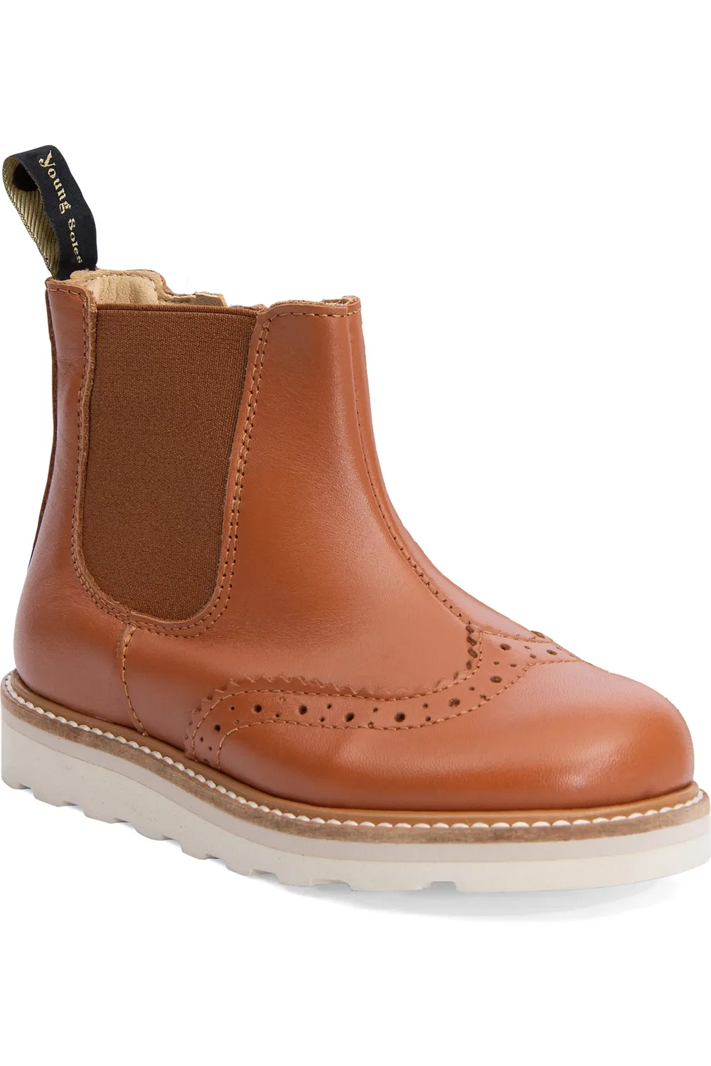 Детские ботинки челси с брогированием Francis Young Soles, Chestnut Brown