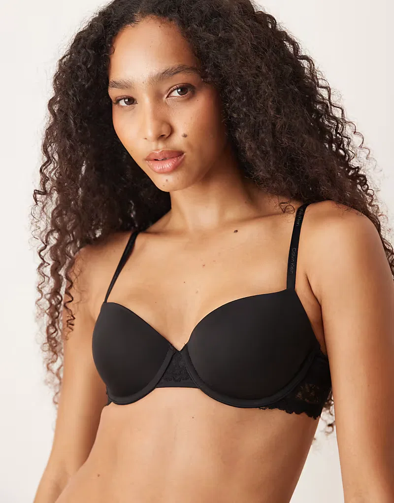 Бюстгальтер-балконет Calvin Klein Attractions из кружева, черный