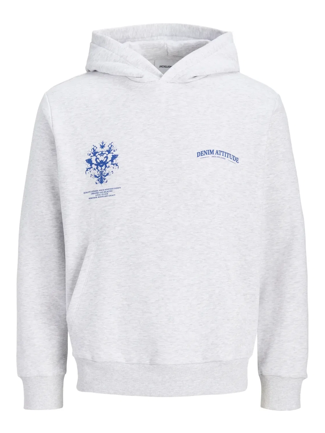 Худи с капюшоном меланжевое Tradition Jack & Jones Junior, белый
