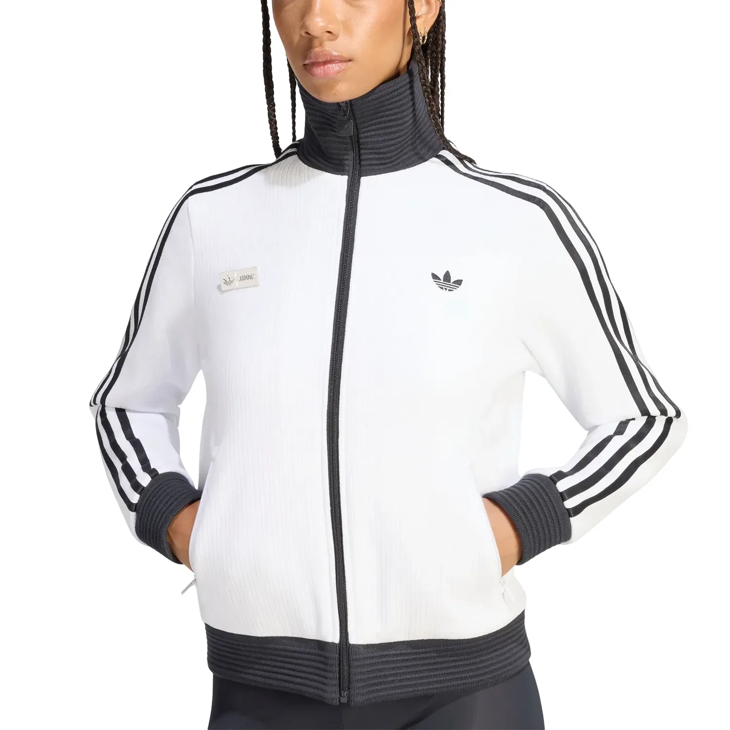 Женская куртка Jennie Fan Og Track Top Asia Sizing 'White' adidas, белый — фото 3