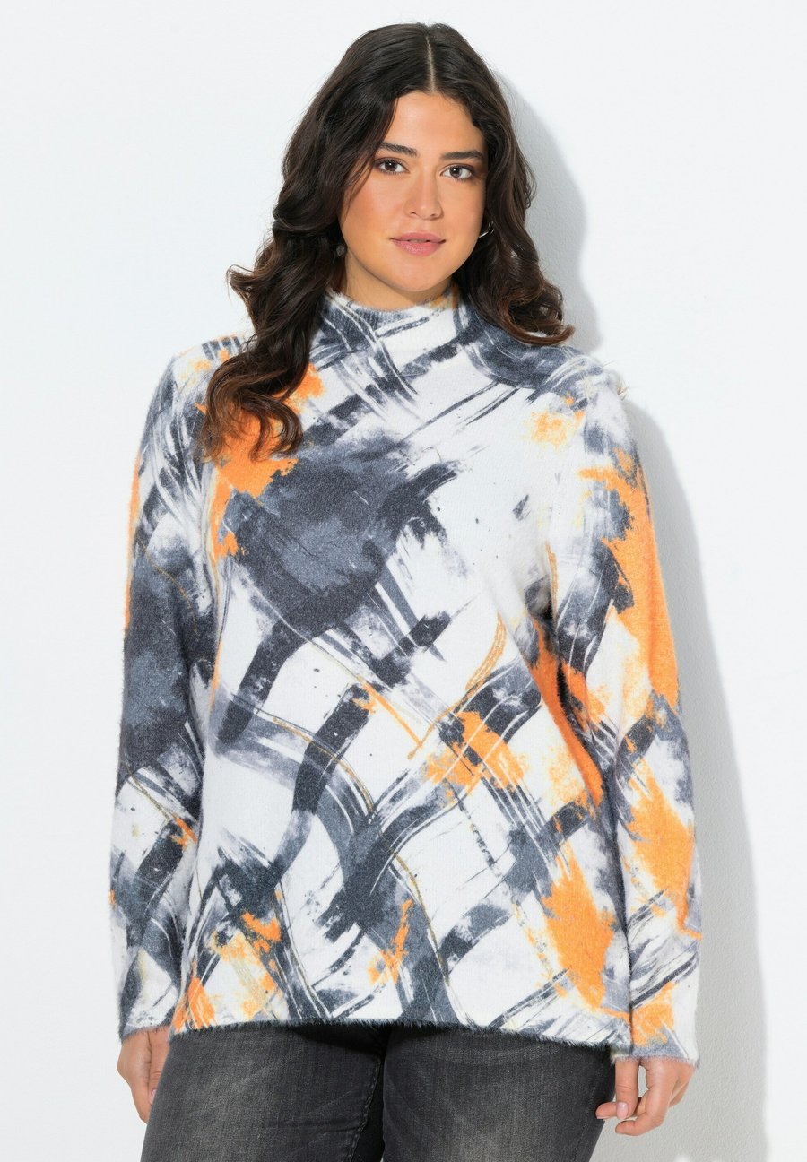 

Джемпер Ulla Popken PAINTED CHECKS MOCK NECK, Pale Mottled Grey/Mottled Light Grey