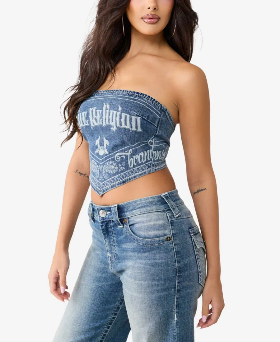 Топ-бандо из денима с платком-подолом True Religion, Venice Drift — фото 2