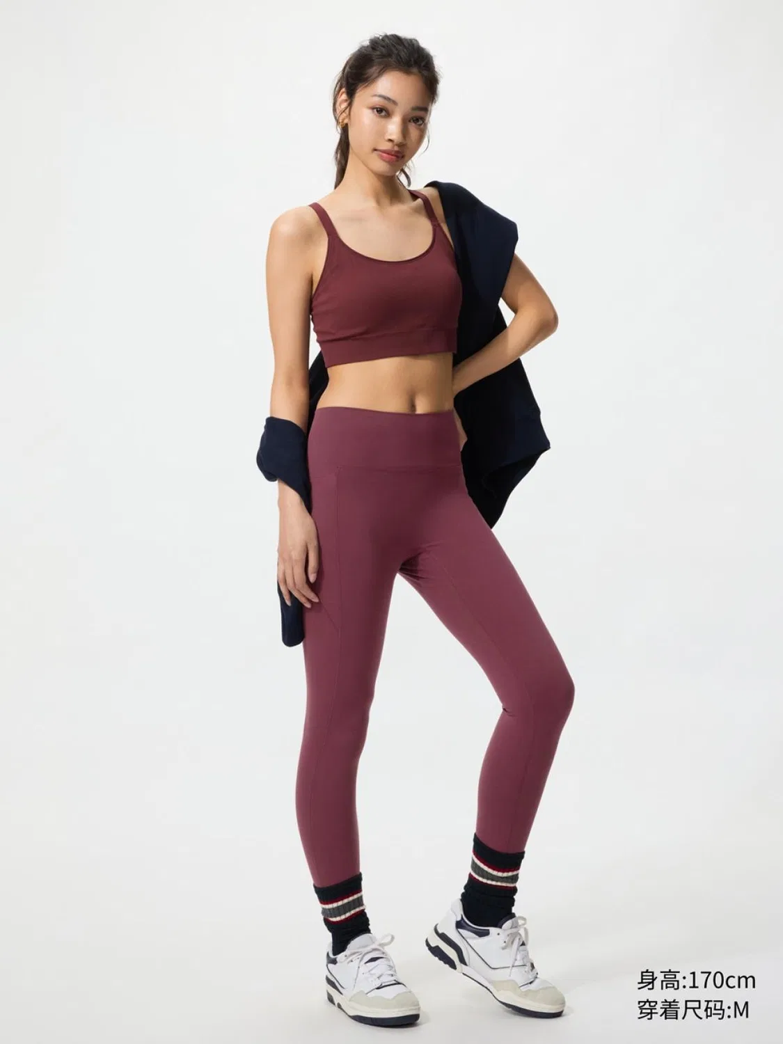 Леггинсы спортивные с высокой эластичностью Uniqlo, бордовый