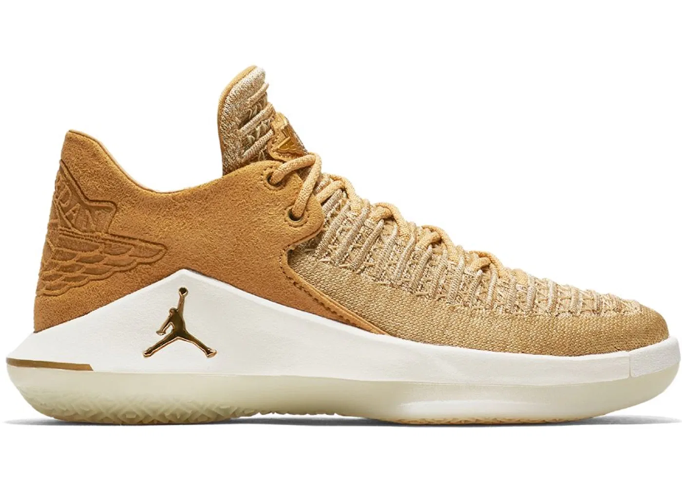 Детские кроссовки для мальчиков с высокой производительностью Jordan XXXII Low Jordan, Golden Harvest Metallic Gold Sail Black