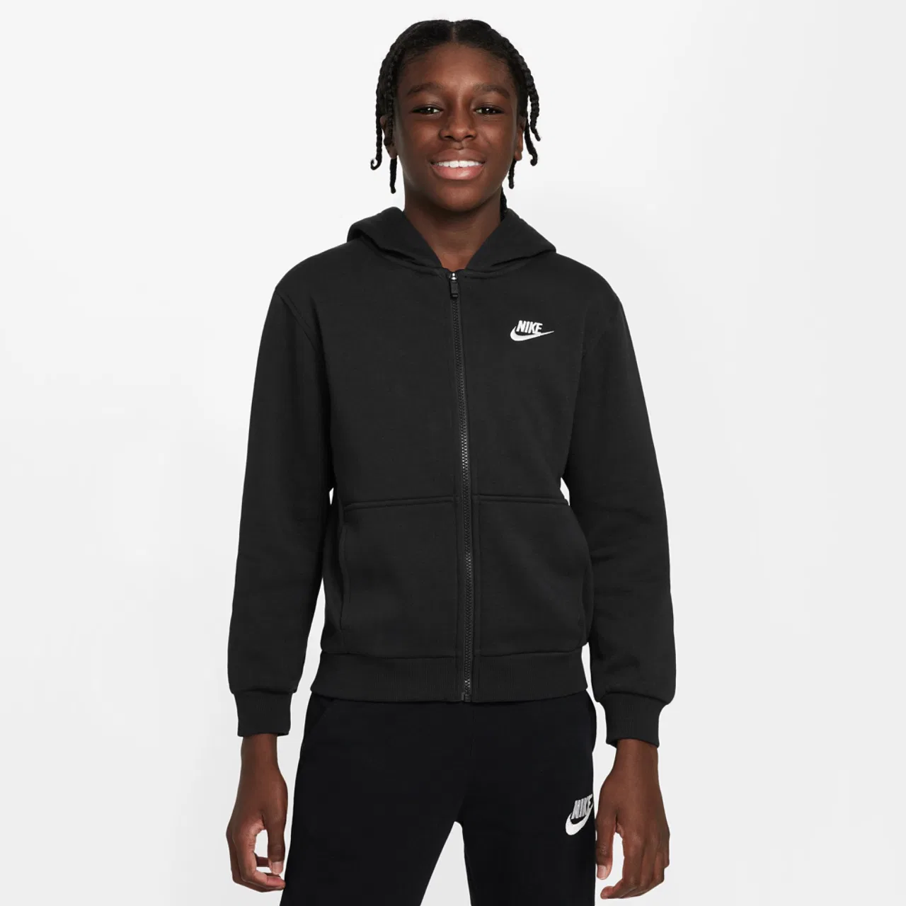 Худи для мальчиков Club Fleece Full-Zip LBR Nike, черный/белый