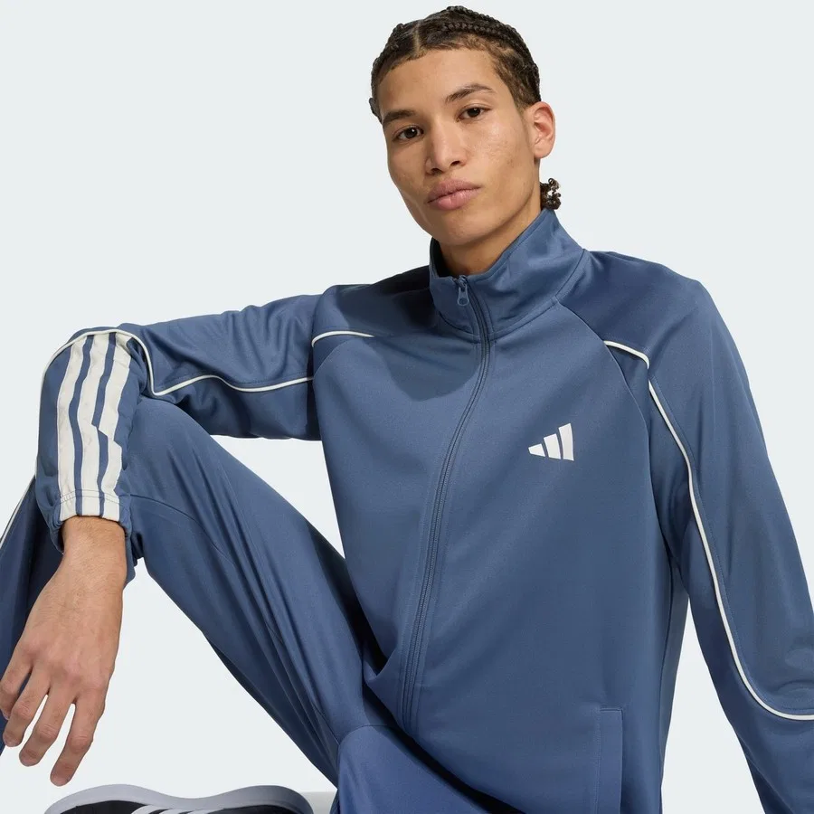 Мужской спортивный костюм с длинным рукавом и молнией adidas Sportswear JX5529 STADIUM 3-STRIPES TRACKSUIT, Сине-белый — фото 4