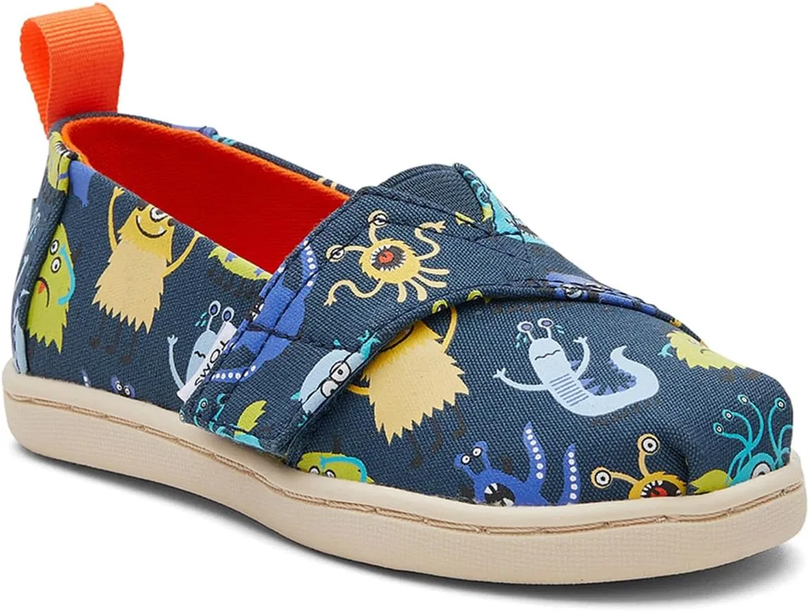 Детские туфли-лоферы Alpargata TOMS, Indigo Glow-In-Dark Monsters — фото 2