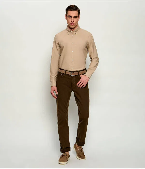 Мужская рубашка slim fit H-Roan-Bd-E-C1-261 BOSS, бежевый — фото 2