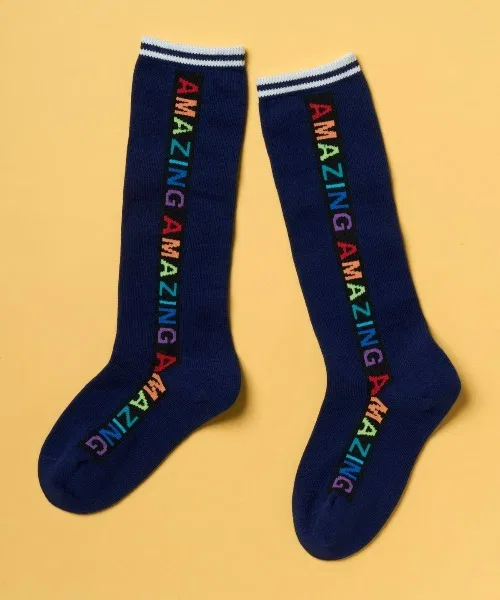 Детские носки с неоновым радужным логотипом, высокие, модель Neon Rainbow Logo, tutuanna, Navy