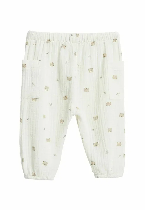 Брюки с принтом животных With bear print Newbie off-white, белый — фото 2