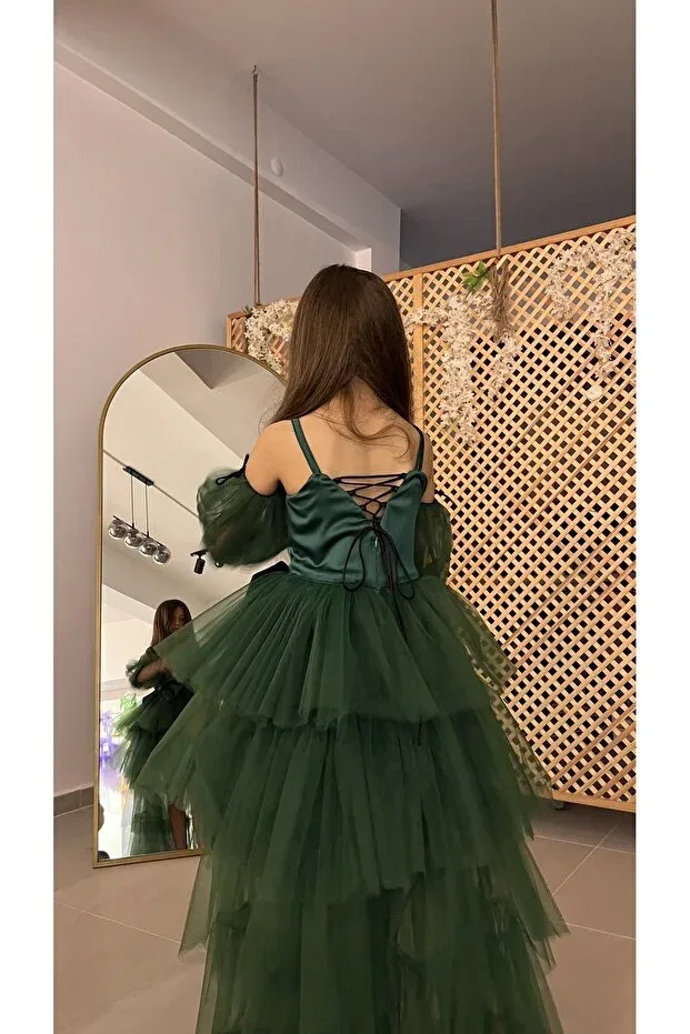 Детское платье для девочек с принтом Basics Ikrabutikbursa, Green — фото 3