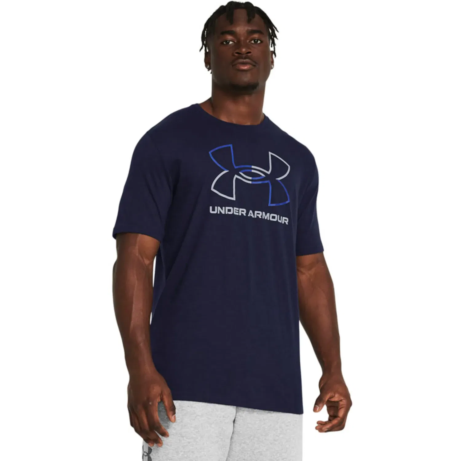 Детская хлопковая футболка с логотипом Under Armour, Blue — фото 2