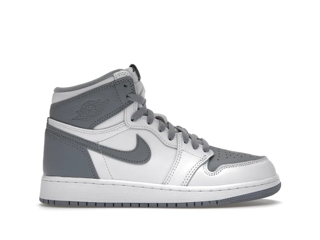 Детские кроссовки высокие с кожаным верхом Jordan 1 Retro High OG Jordan, Stealth White