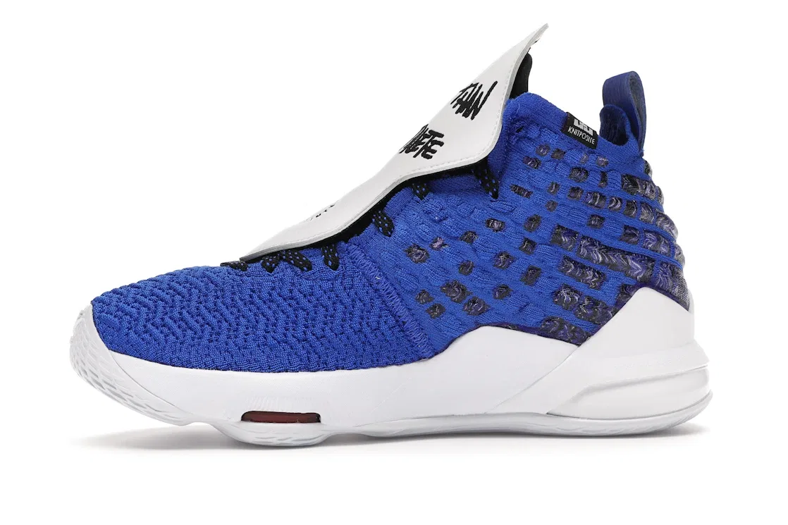 Детские кроссовки для мальчиков баскетбольные Nike LeBron 17, Racer Blue/White-Black — фото 3