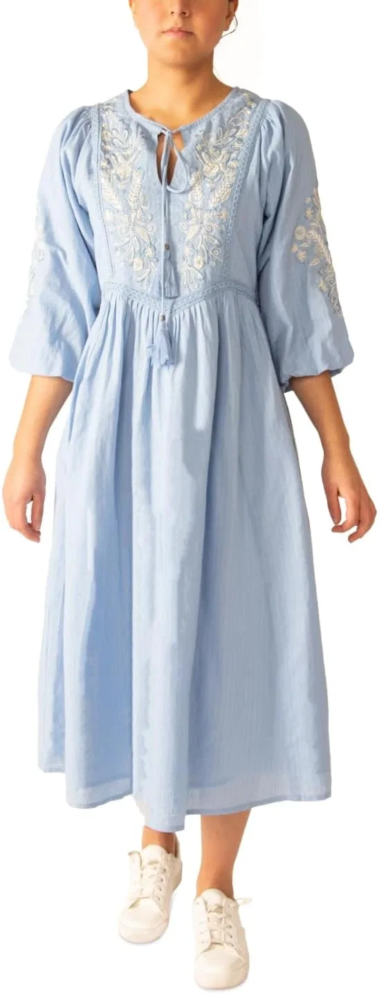 Женское хлопковое платье с вышивкой Black Tape, Light Pastel Blue